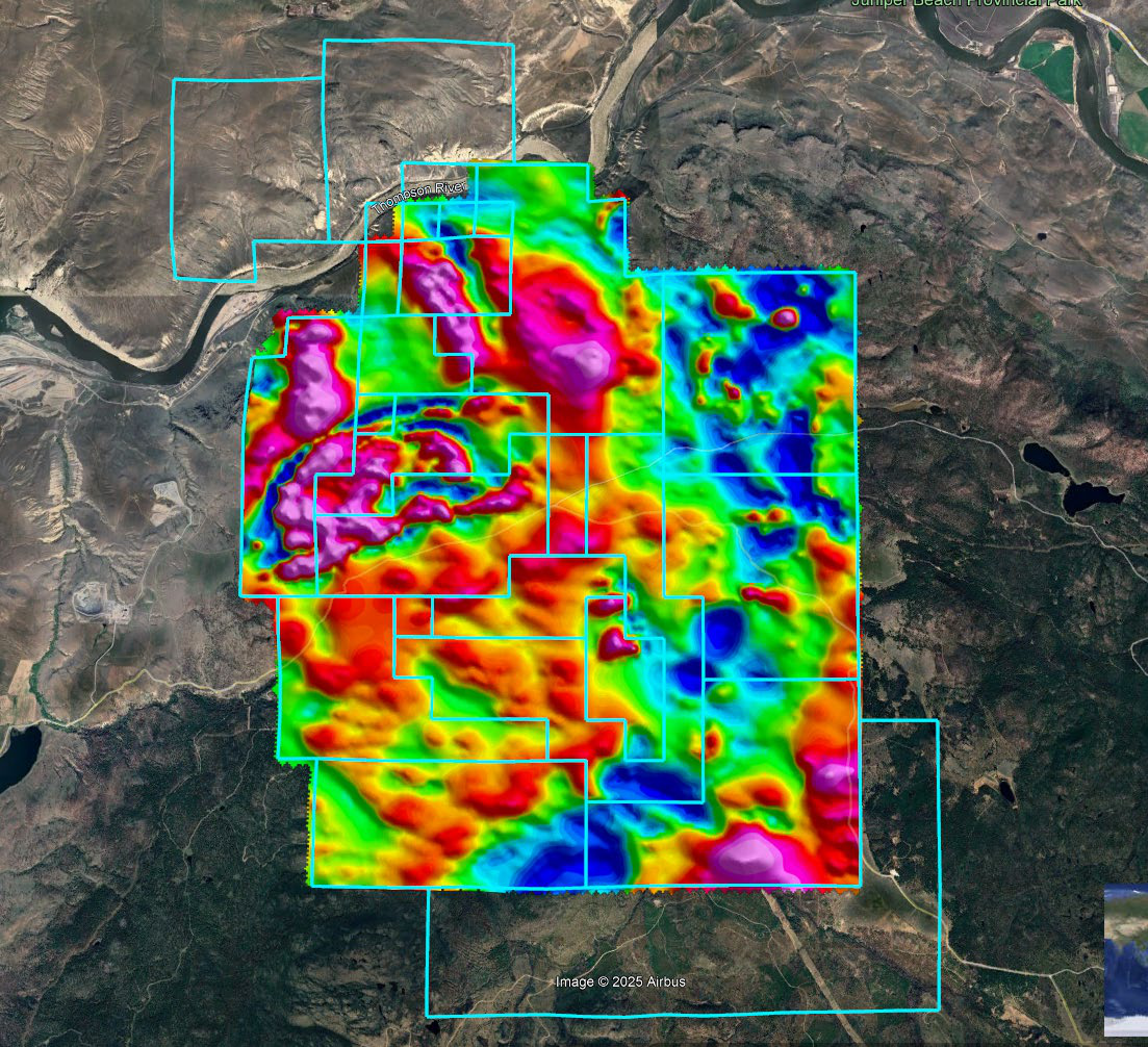 Geophysical survey results showing chargeability anomalies